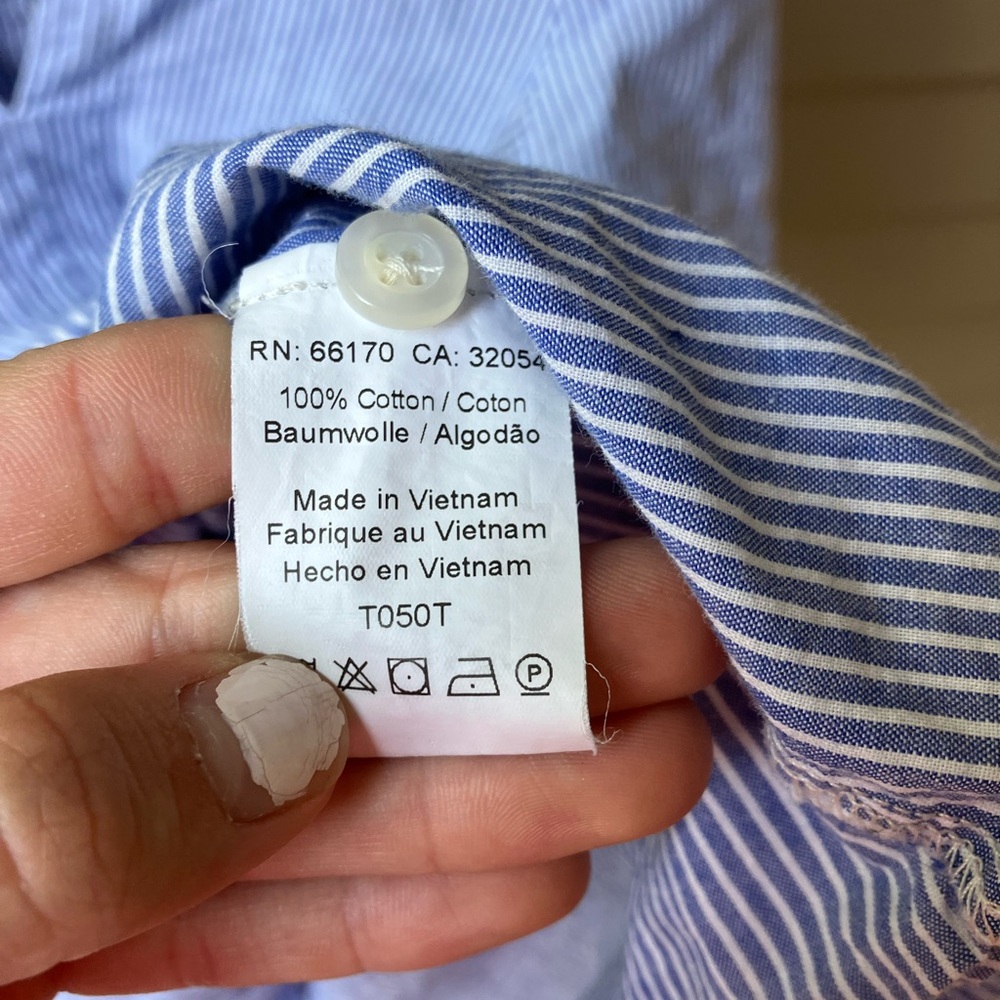 Anthropologie 11•1TYLHO Blue & White Striped Babydoll Top Coastal Cowgirl Cotton - Picture 5 of 5